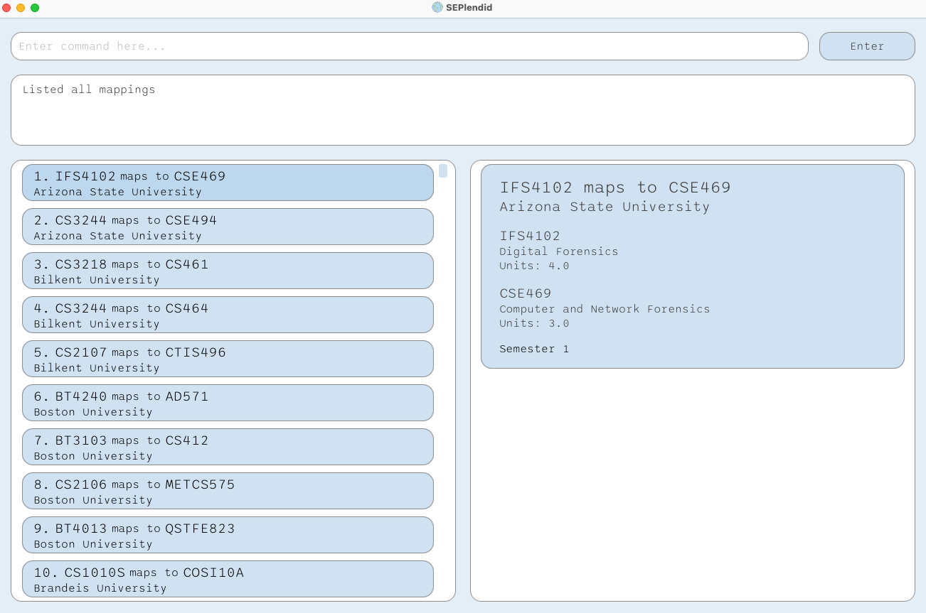 Mapping List UI